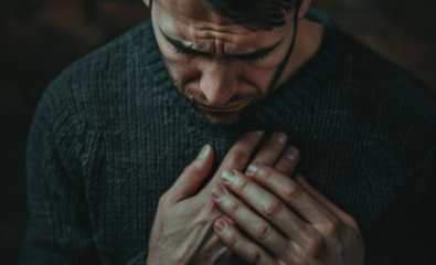 Man in pain fromAcute Myocarditis (Inflammation of the Heart)