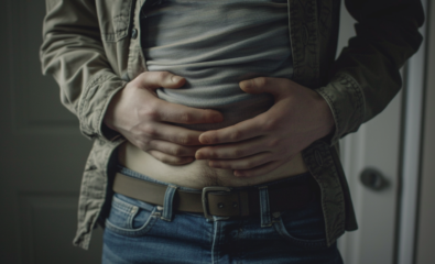 Man holding his stomach in pain