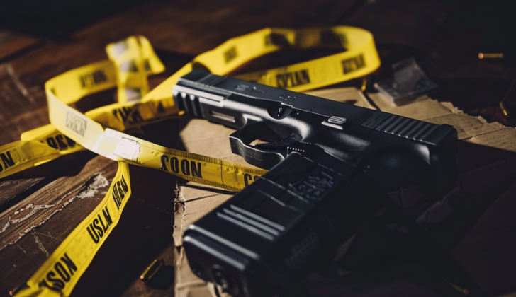 Gun as evidence on ground