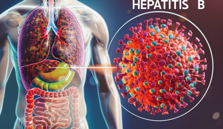 Transparent human body showingHepatitis B