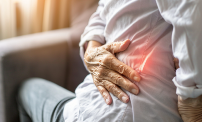 Person in pain from shingles