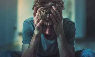 Person with Schizophrenia holding their head