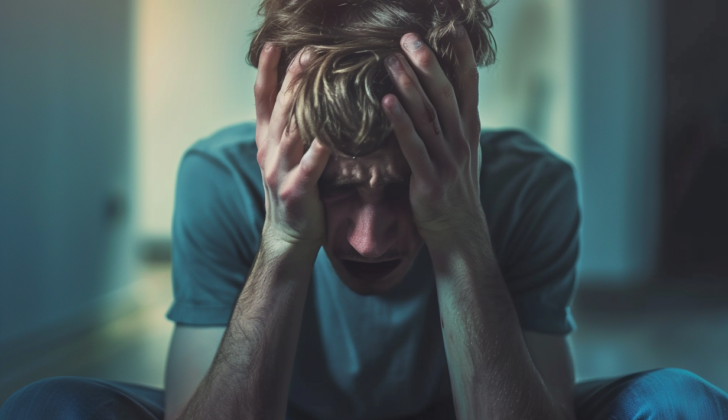 Person with Schizophrenia holding their head