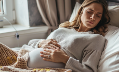 Pregnant woman with stomach pain