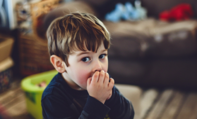 Child holding his breath