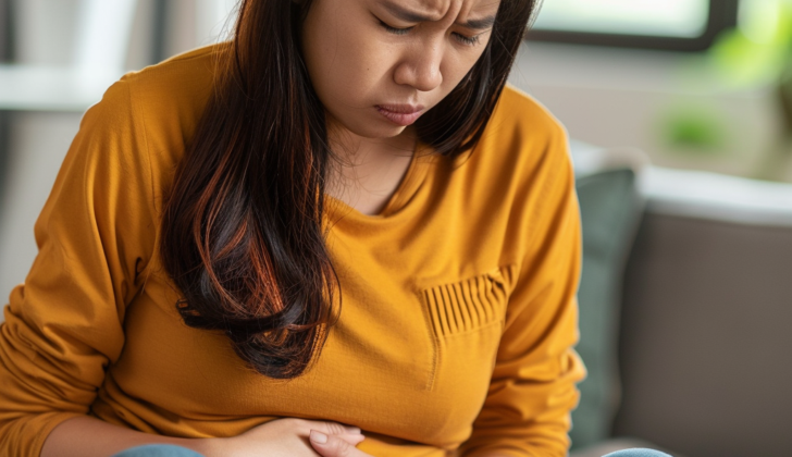 Woman in pain with gallstones