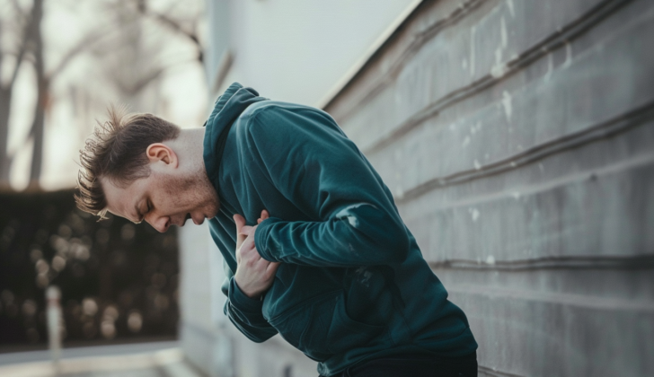 Man struggling to breathe