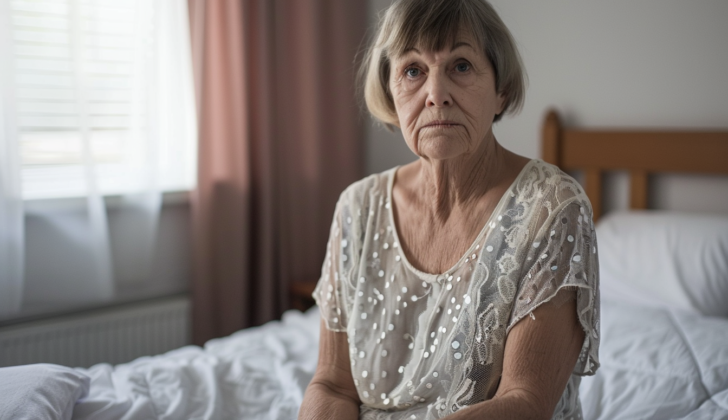 Elderly woman who is a victim of emotional abuse