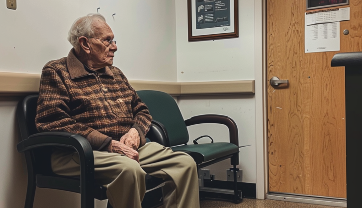 Elderly man waiting in the doctors office