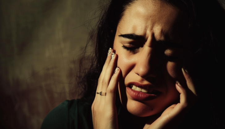 Woman with pain in the jaw