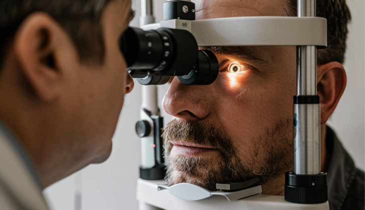 Man getting eyes examined