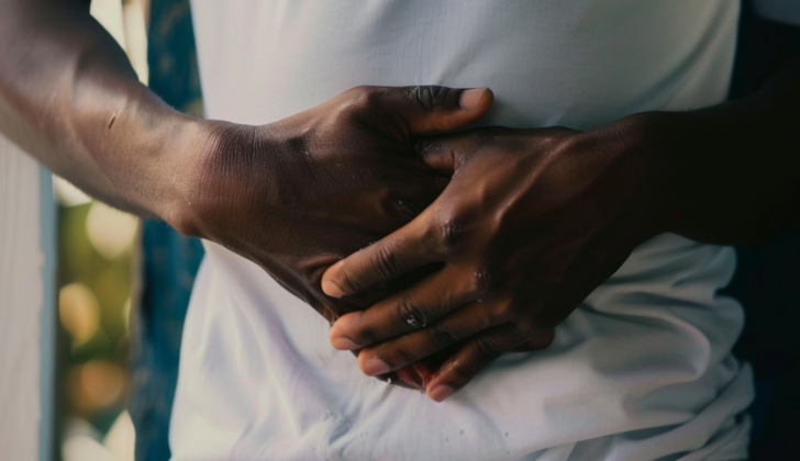 Person experiencing stomach pain