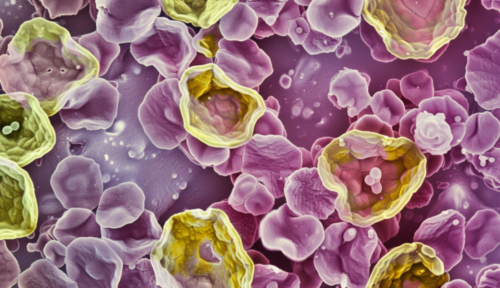 Depiction of blood cells with Acute Promyelocytic Leukemia