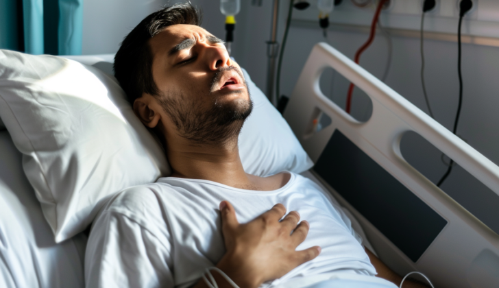 Man in hospital with chest injury