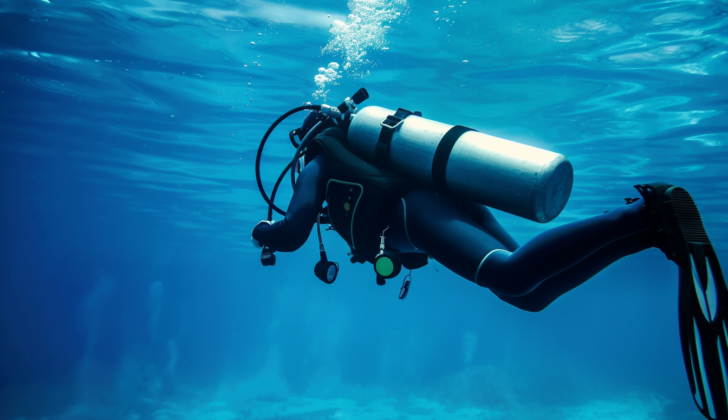 Diver with oxygen tank