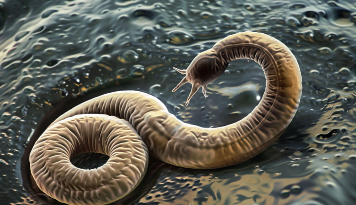 Depiction of a hookworm