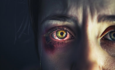Woman with eye infection