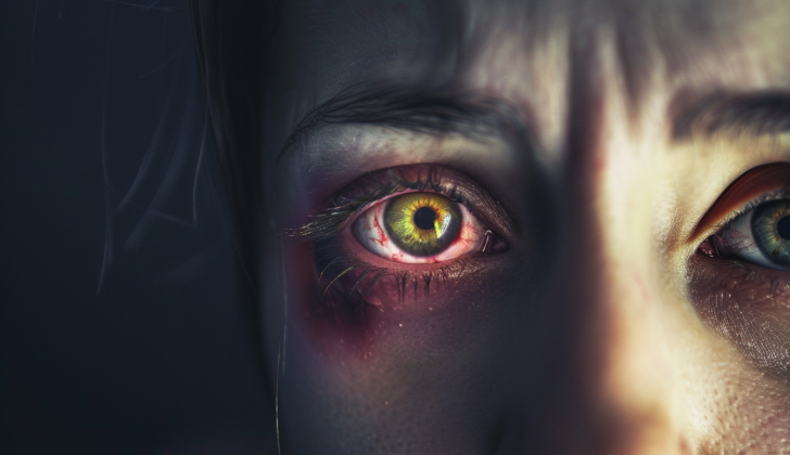 Woman with eye infection
