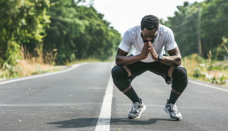 Man out of breath working out