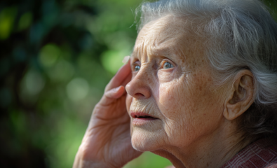 Woman with age-related hearing loss