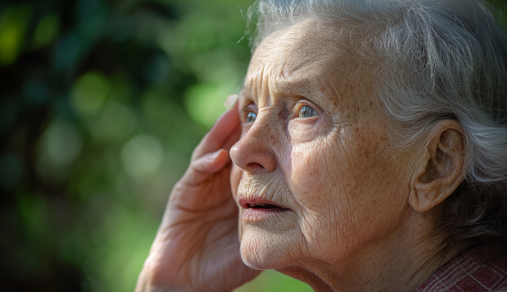 Woman with age-related hearing loss