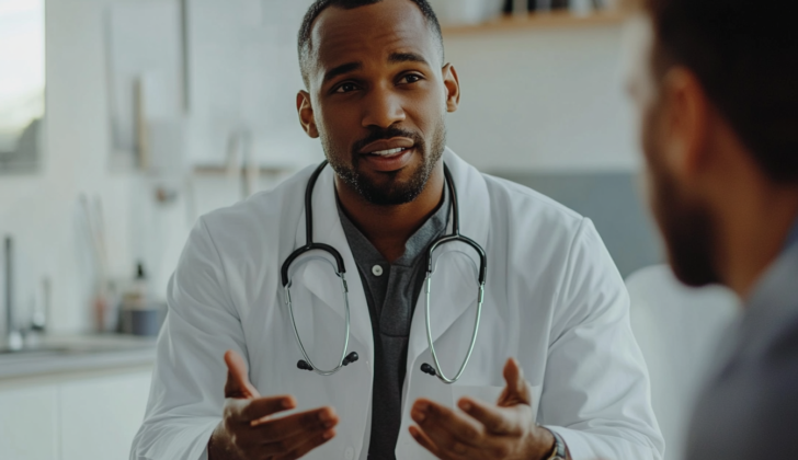 Man with Priapism being consulted by a doctor