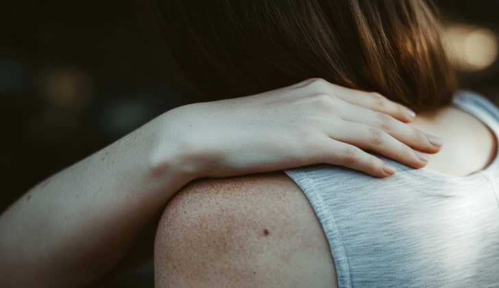 Person holding shoulder