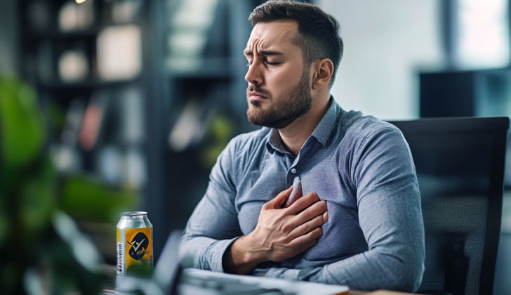 Man with rapid heart rate from drinking too much caffeine