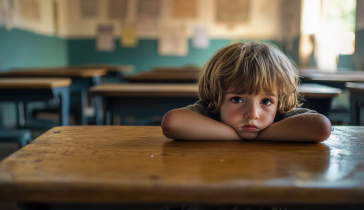 Sad child who has been bullied in school