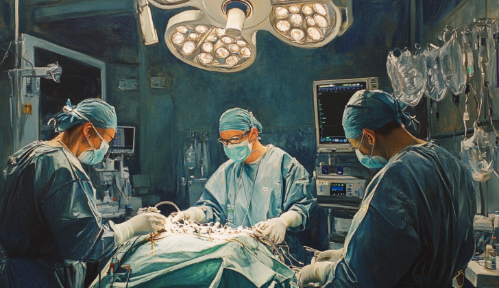 Operating room during a lung transplant