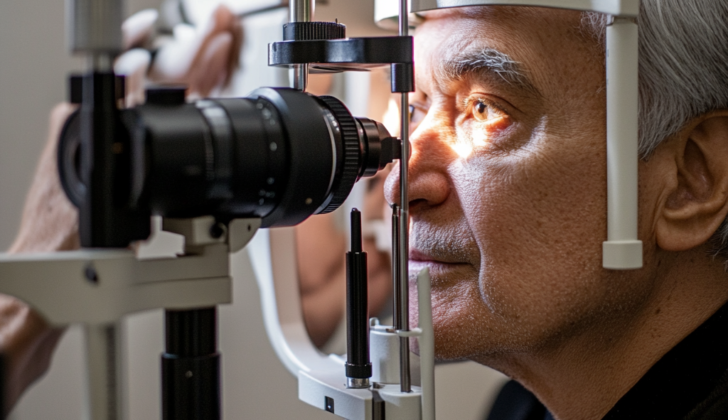Man receiving eye examination from an ophthalmologist