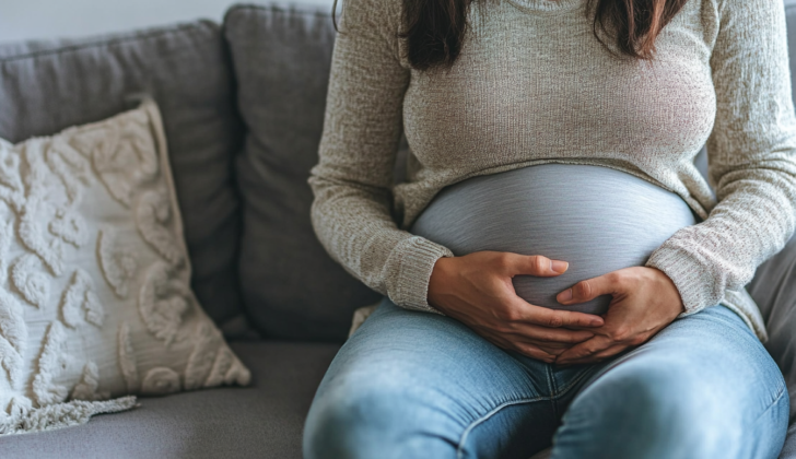 Pregnant woman with Polyhydramnios, an excessive amount of amniotic fluid surrounding the fetus during pregnancy.
