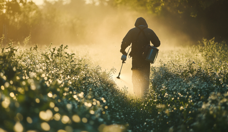 Person spraying pesticides