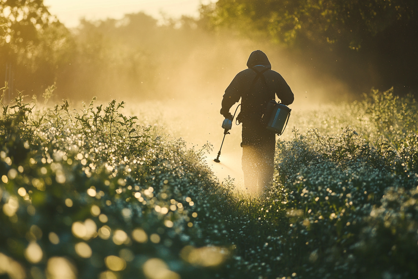 Person spraying pesticides