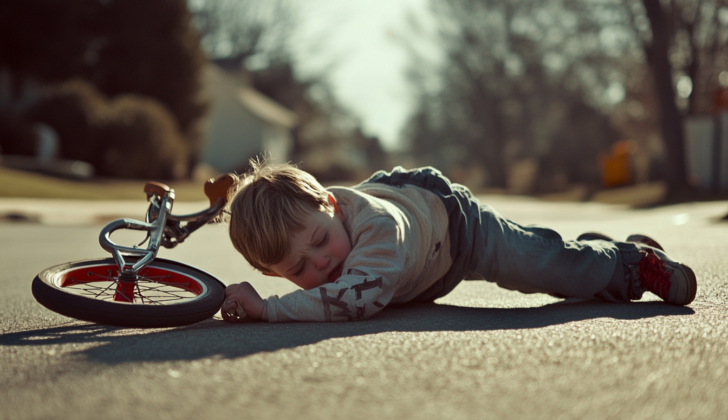 Waddell Triad, child who has fallen off of his bicycle