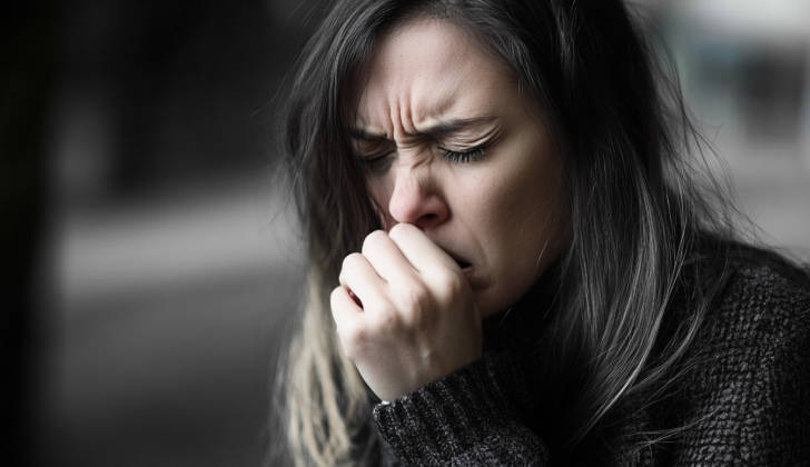 Woman coughing