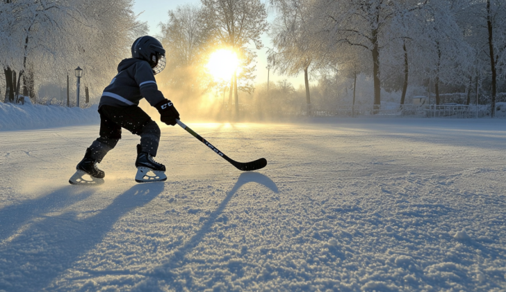 Kid playing hockey