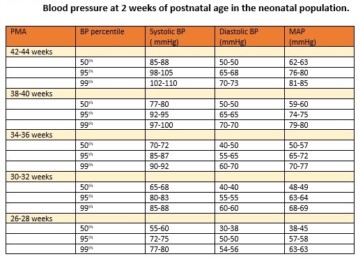 Blood Pressure at 2 Weeks of Postnatal Age in the Neonatal Population