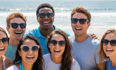 Group of people wearing sunglasses