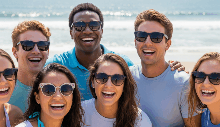 Group of people wearing sunglasses