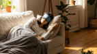 Woman taking a relaxing power nap during the afternoon.