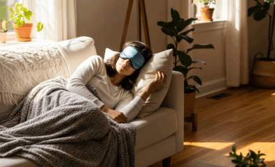Woman taking a relaxing power nap during the afternoon.