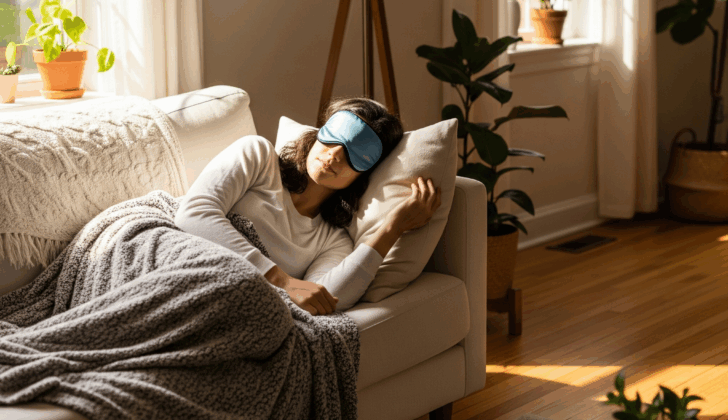 Woman taking a relaxing power nap during the afternoon.