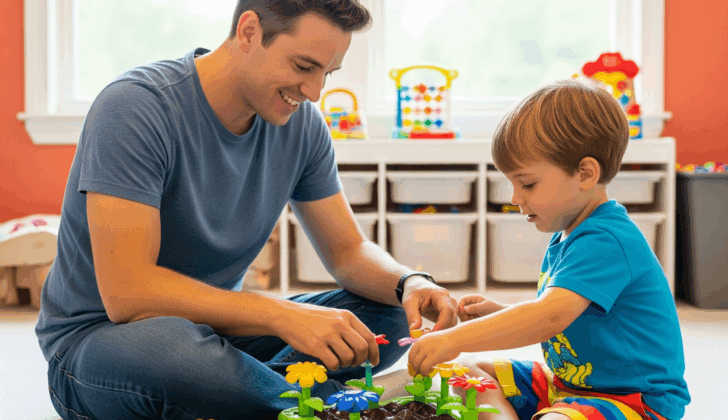 Pretend flower planting activity perfect for modeling /fl/ sound words like “flower,” “flip,” and “flop.”
