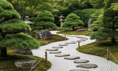 Japanese garden path ideal for walking meditation