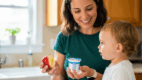 Offering choices during snack time helps promote early vocabulary.
