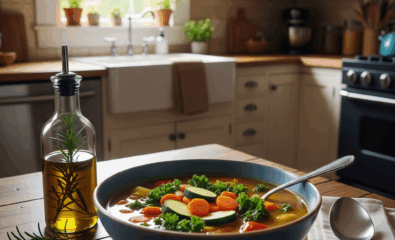 A healthy plant-based soup suitable for a fasting-mimicking diet.