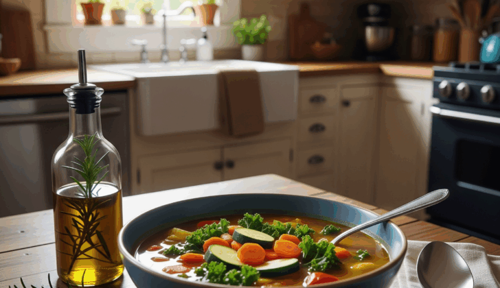 A healthy plant-based soup suitable for a fasting-mimicking diet.