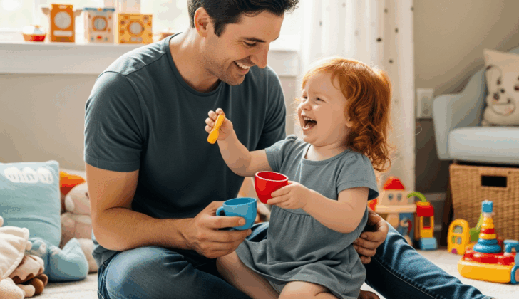Parent using food play to help child overcome being a picky eater