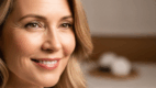 Smooth, glowing skin of a mature woman, representing possible results of peptide therapy.